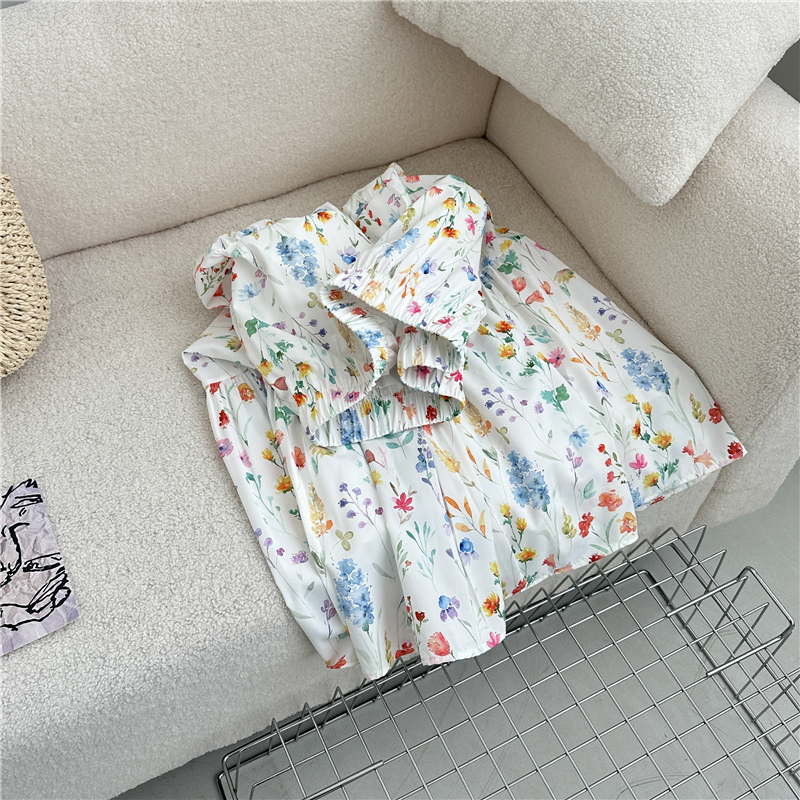 Long summer slim A-line floral high waist skirt for women
