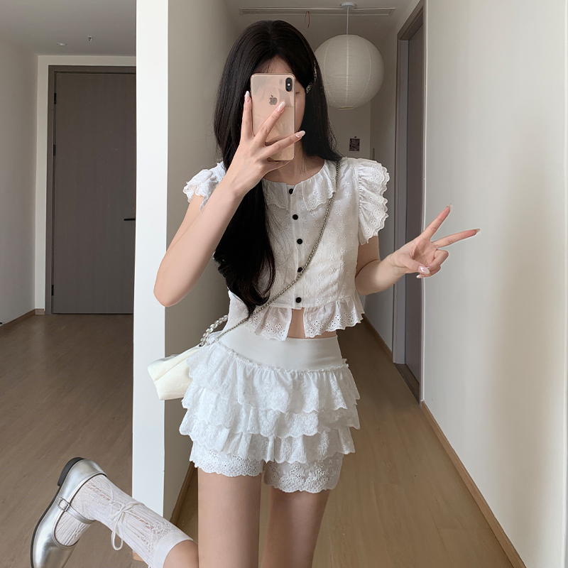 Slim summer spicegirl skirt A-line hollow culottes for women