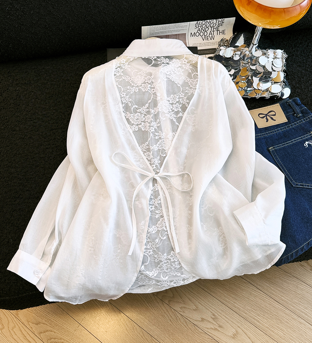 Halter Korean style splice niche sunscreen shirt