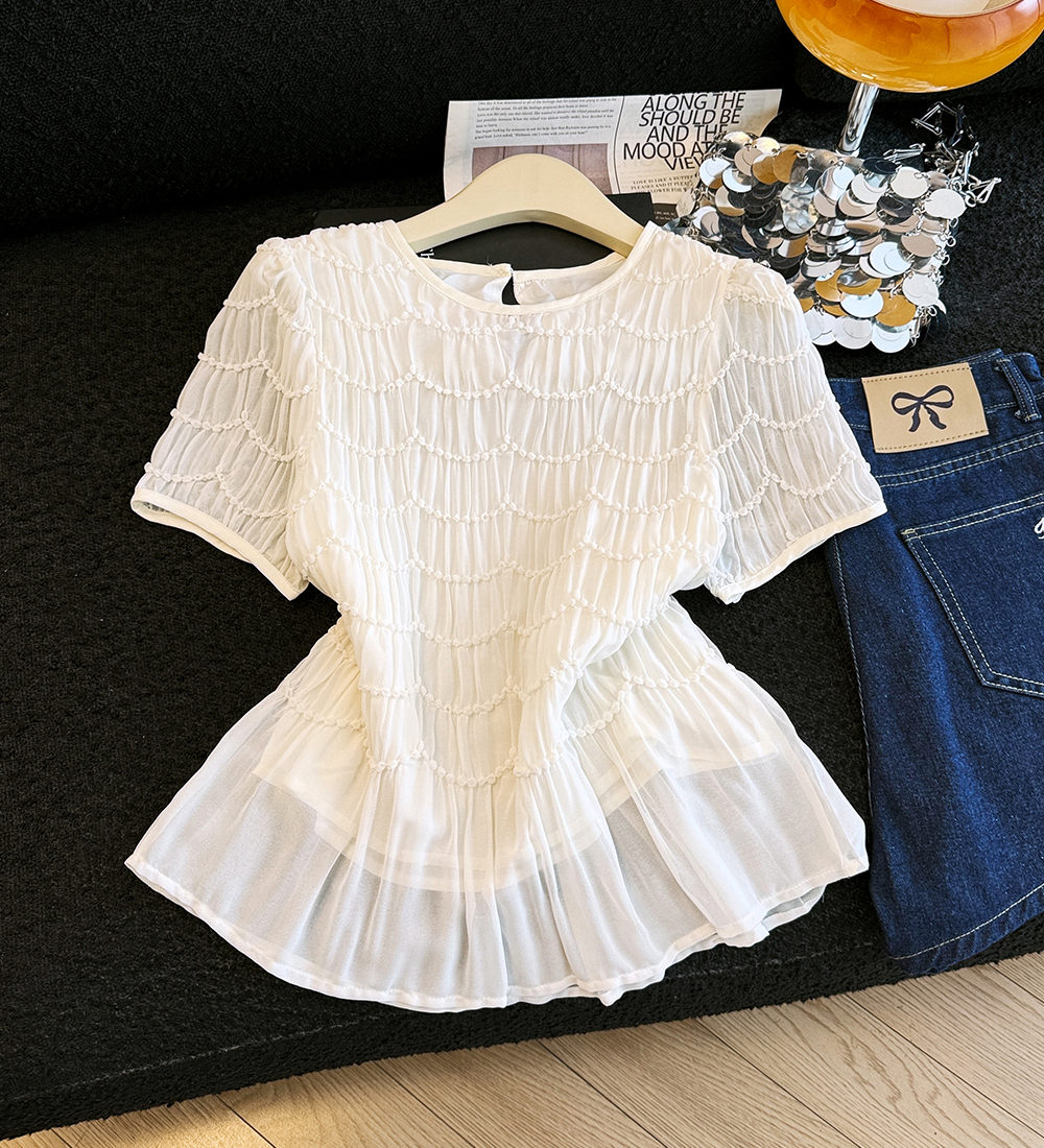 Summer loose tops round neck shirt for women