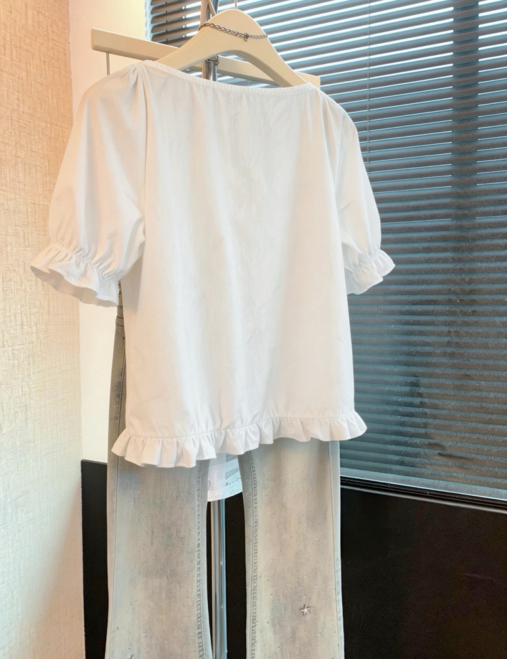 Frenum all-match tops summer square collar shirt for women