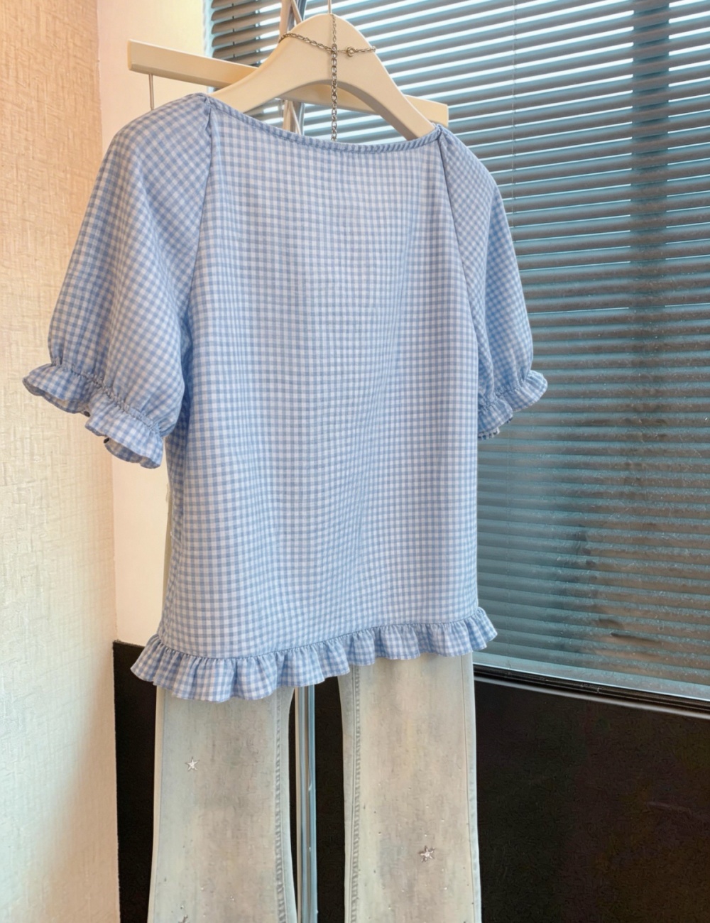 Frenum all-match tops summer square collar shirt for women