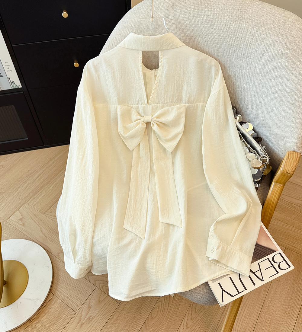 Niche thin sunscreen cardigan bow outside the ride tops