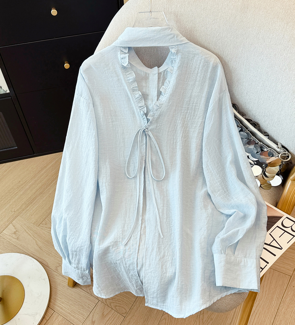 Thin niche hollow tops outside the ride sunscreen cardigan