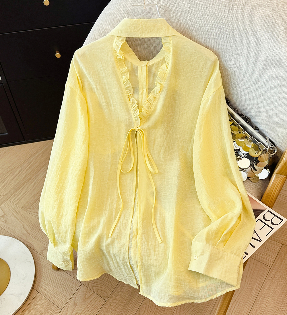 Thin niche hollow tops outside the ride sunscreen cardigan