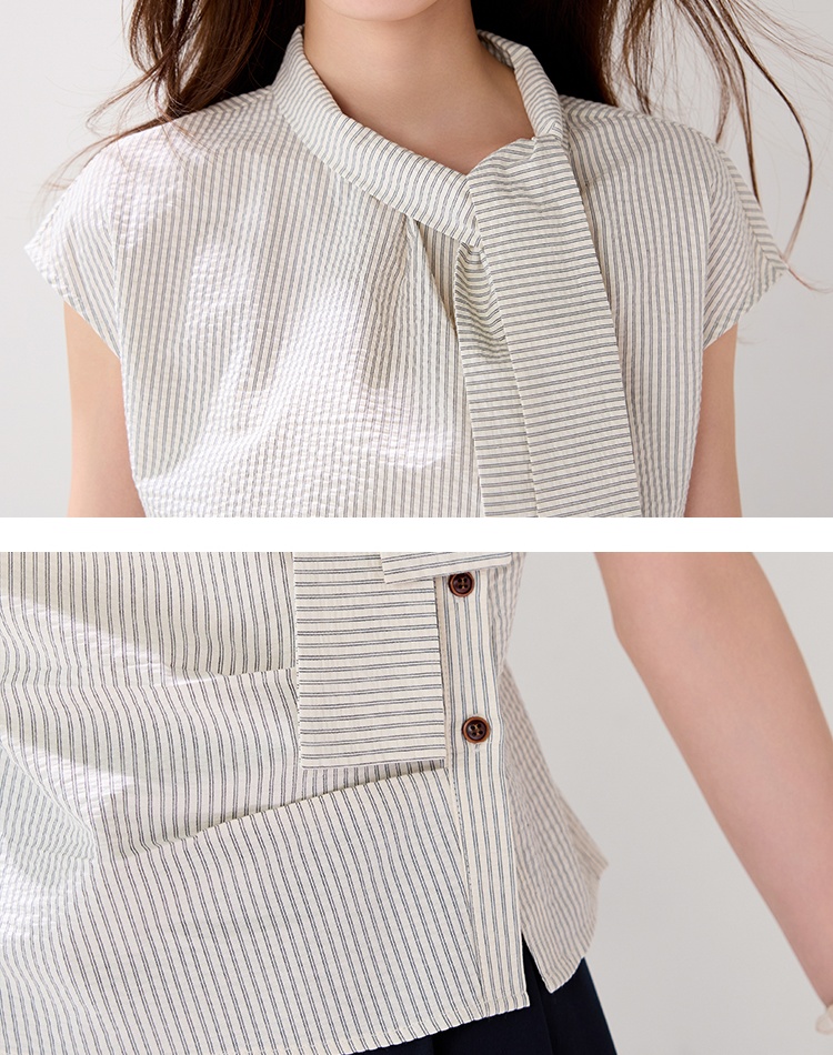 Cotton summer shirt streamer tops for women