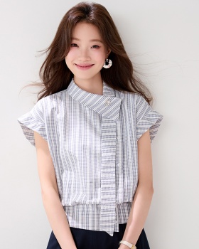 Temperament summer shirt plaid streamer tops