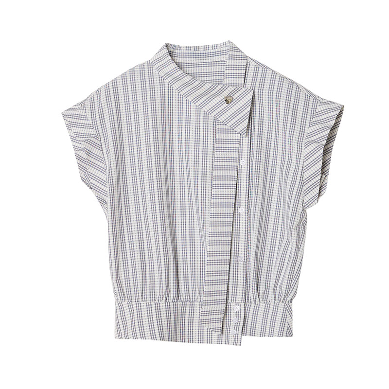 Temperament summer shirt plaid streamer tops