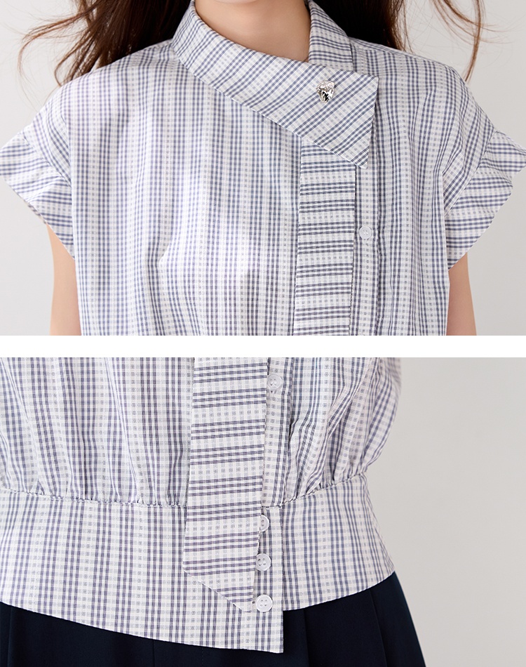 Temperament summer shirt plaid streamer tops