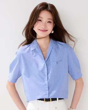 Short sleeve niche tops stripe business suit