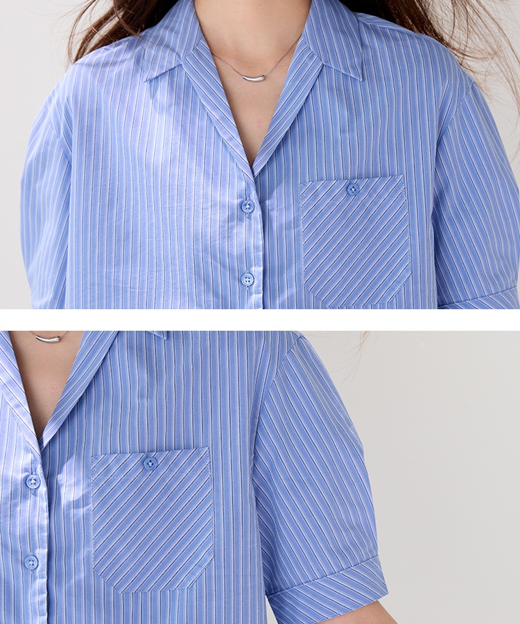 Short sleeve niche tops stripe business suit