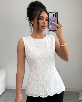 Round neck all-match fashion simple embroidery shirt