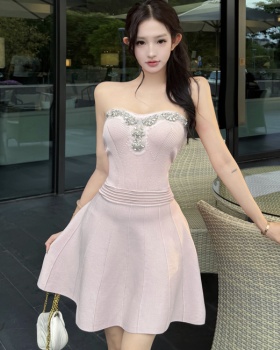 Pleated tender small fellow summer knitted dress