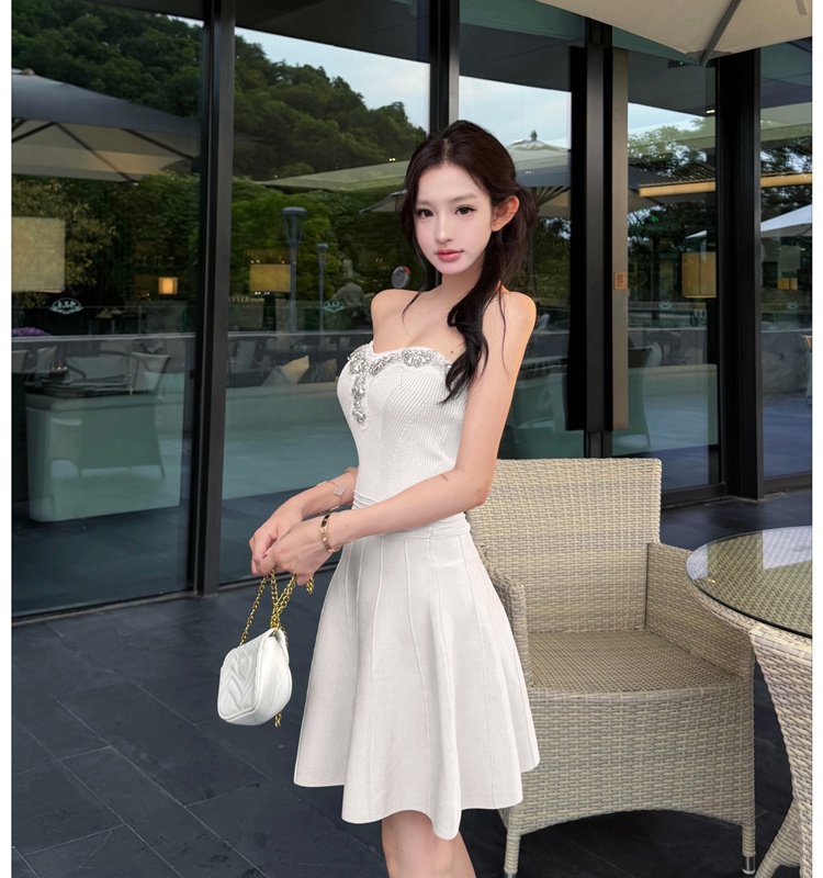 Pleated tender small fellow summer knitted dress