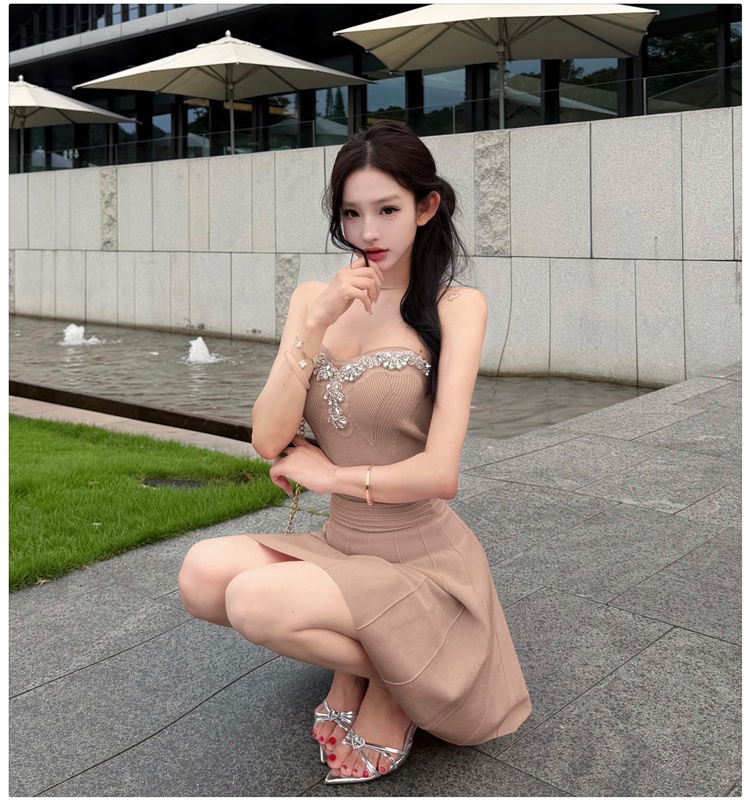 Pleated tender small fellow summer knitted dress