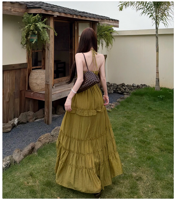 Summer vacation dress sling retro long dress for women