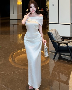Metal buckles long dress formal dress for women