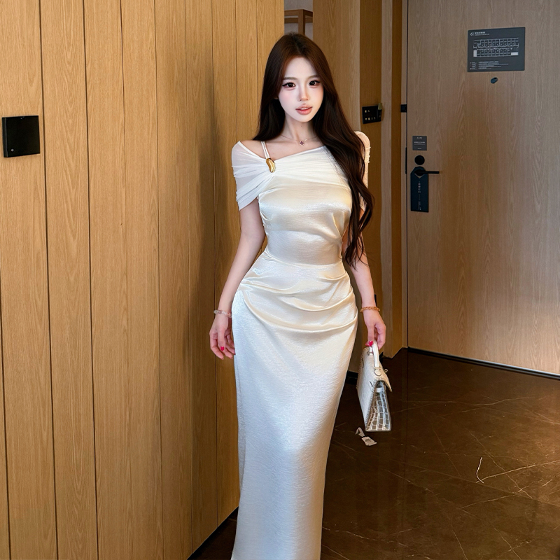 Metal buckles long dress formal dress for women