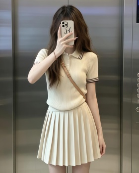 Small fellow college style short shirts summer knitted skirt a set