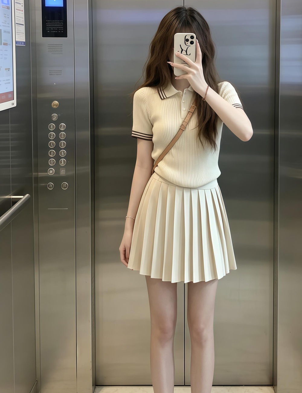 Small fellow college style short shirts summer knitted skirt a set