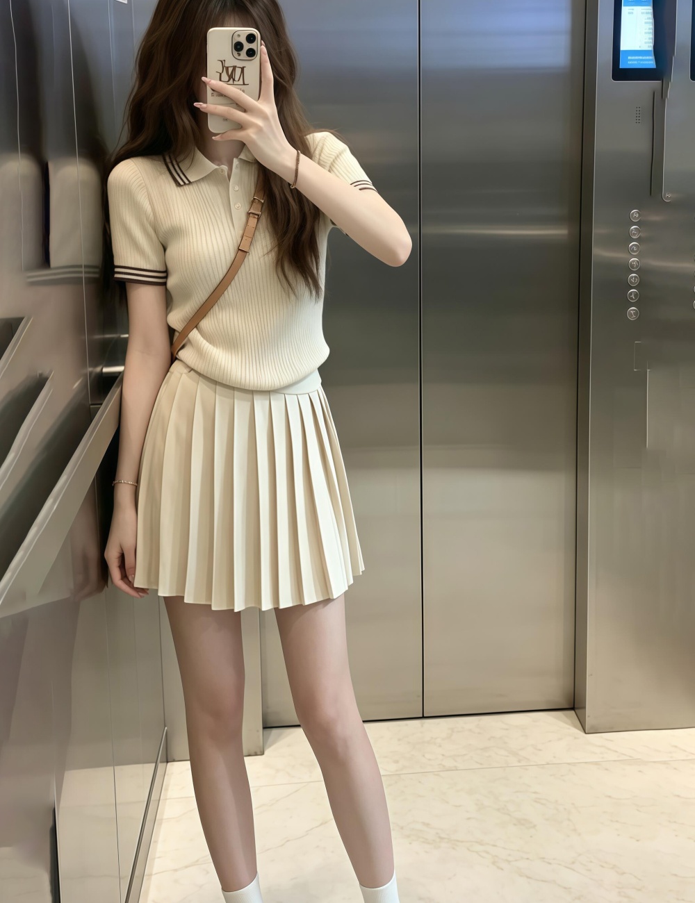 Small fellow college style short shirts summer knitted skirt a set