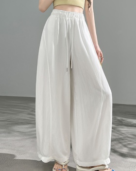 Small fellow casual pants ice silk wide leg pants for women