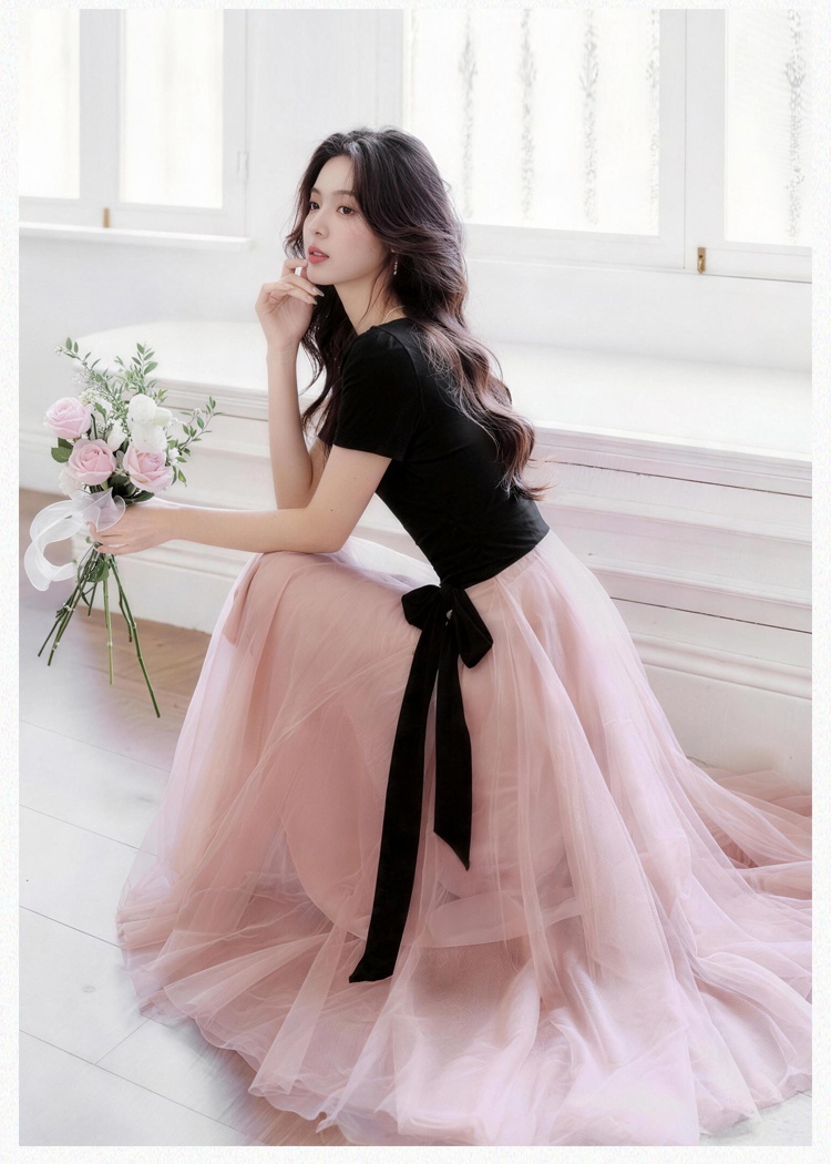 Square collar France style long dress spring and summer dress