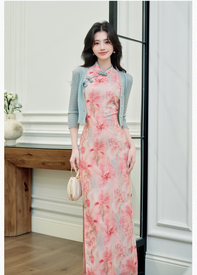 Chinese style cheongsam maiden dress 2pcs set