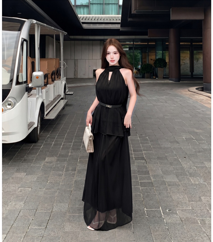Tender long skirt slim tops 3pcs set for women