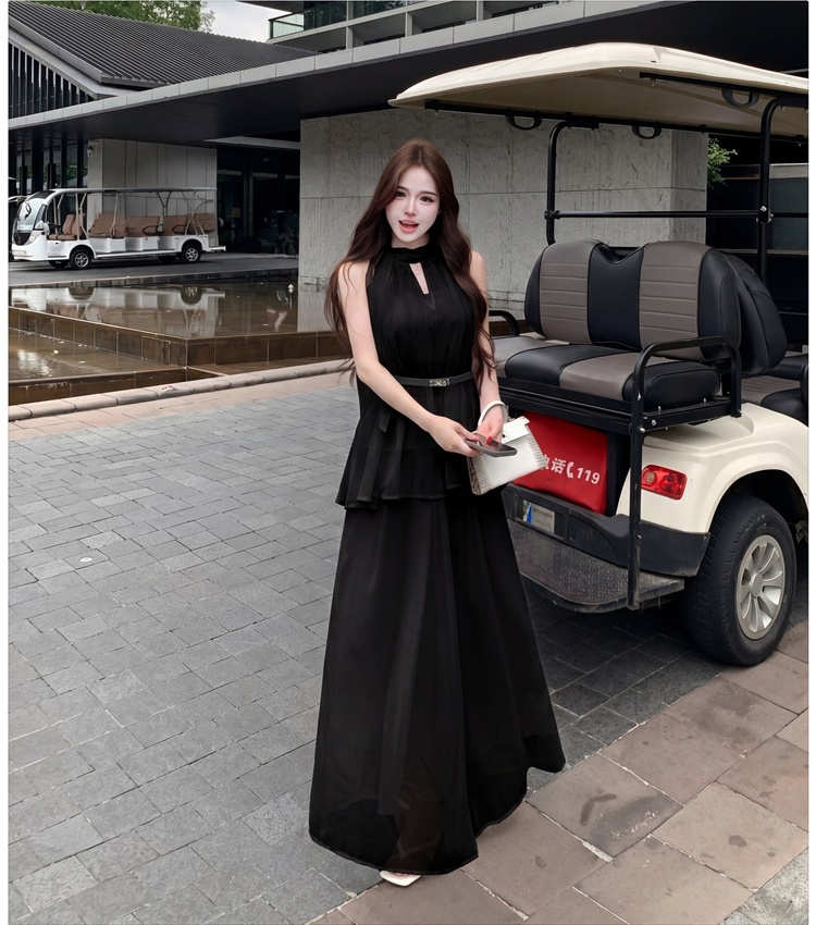 Tender long skirt slim tops 3pcs set for women
