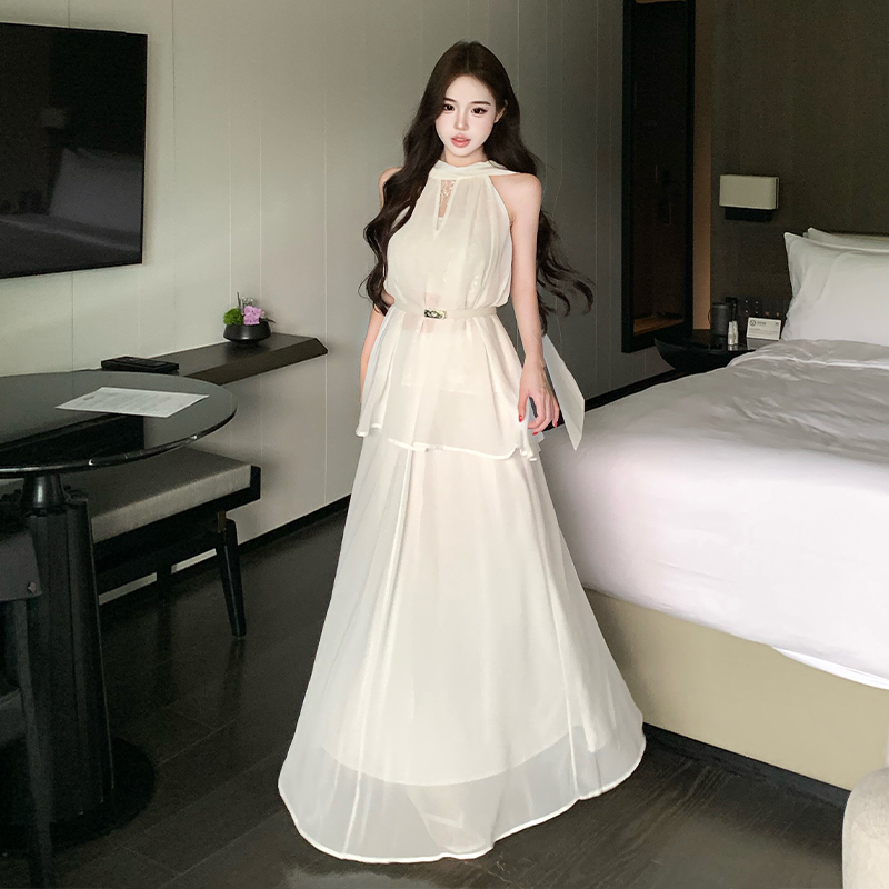 Tender long skirt slim tops 3pcs set for women