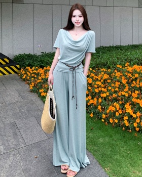 Lazy show high tops summer wide leg pants 3pcs set