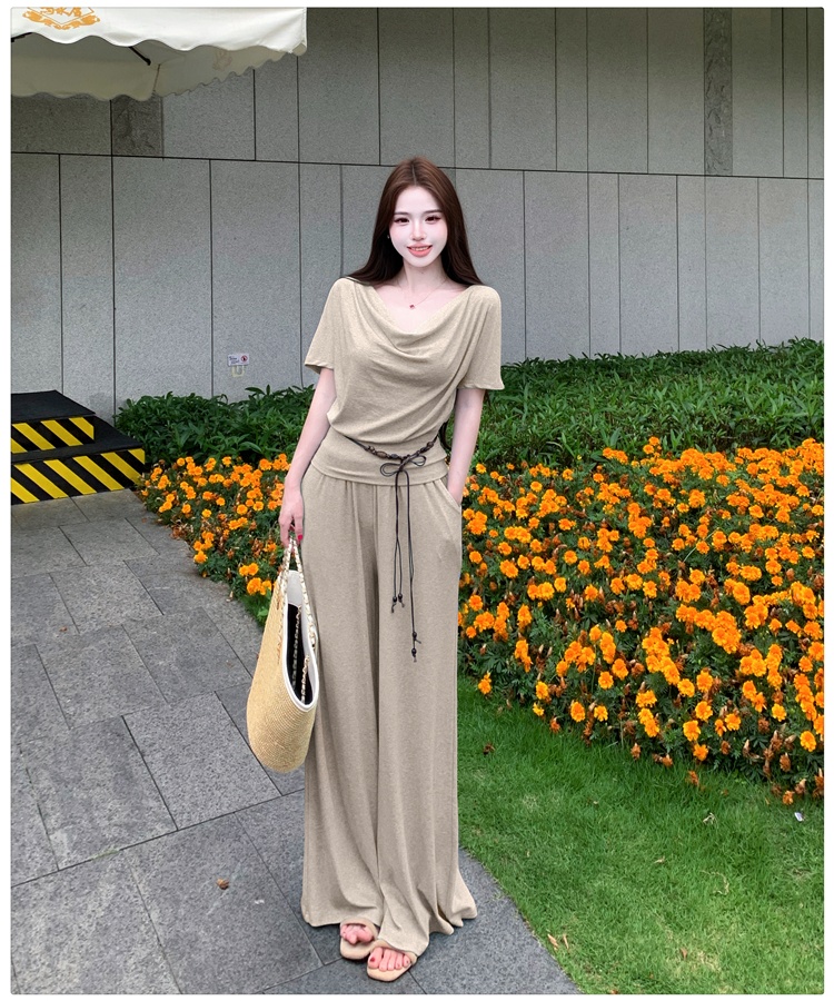 Lazy show high tops summer wide leg pants 3pcs set