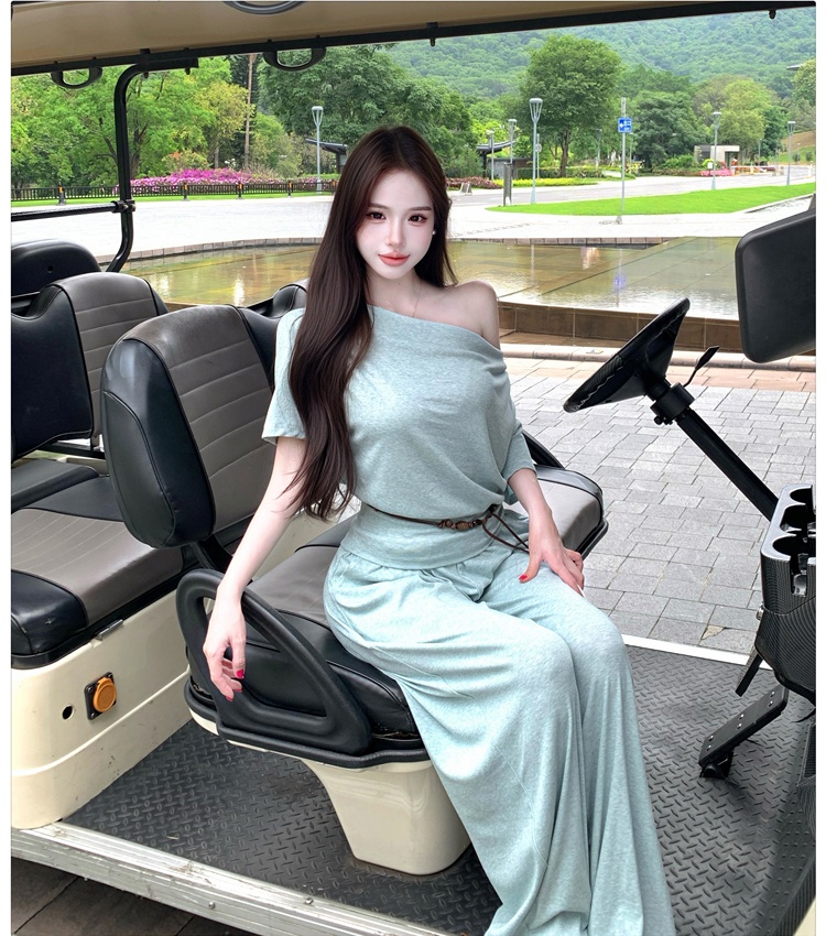 Lazy show high tops summer wide leg pants 3pcs set