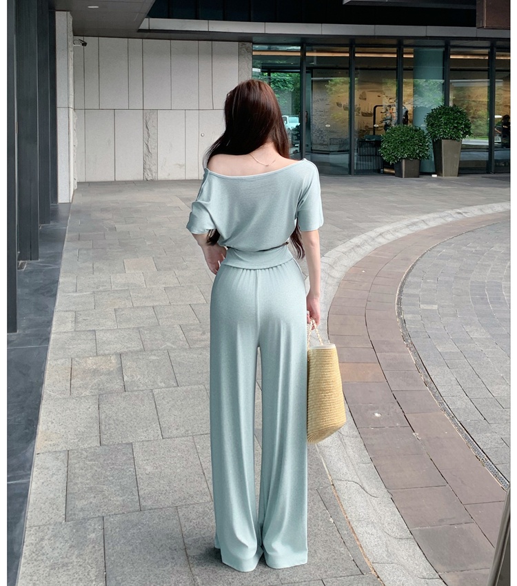 Lazy show high tops summer wide leg pants 3pcs set