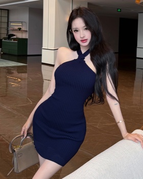 Knitted halter short skirt spicegirl dress