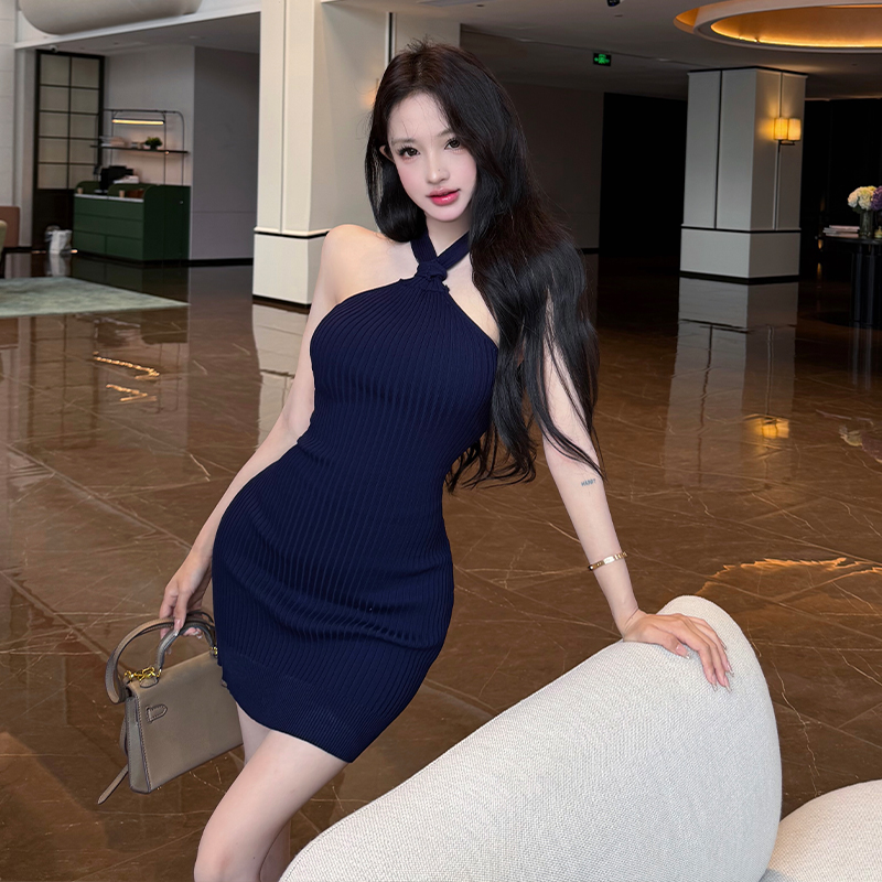 Knitted halter short skirt spicegirl dress