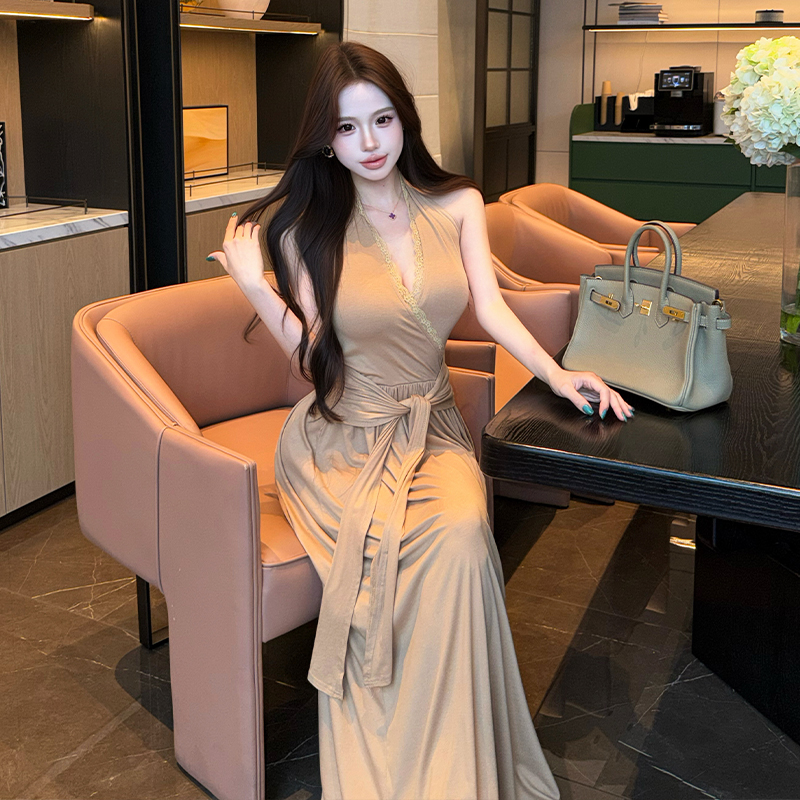 Lace dress sleeveless long dress for women