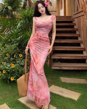 Vacation mermaid dress gauze long dress for women