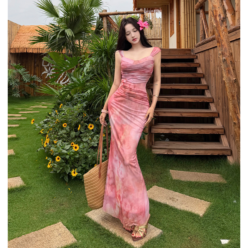 Vacation mermaid dress gauze long dress for women