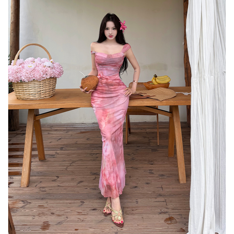 Vacation mermaid dress gauze long dress for women