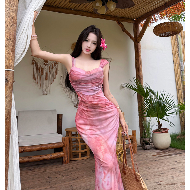Vacation mermaid dress gauze long dress for women