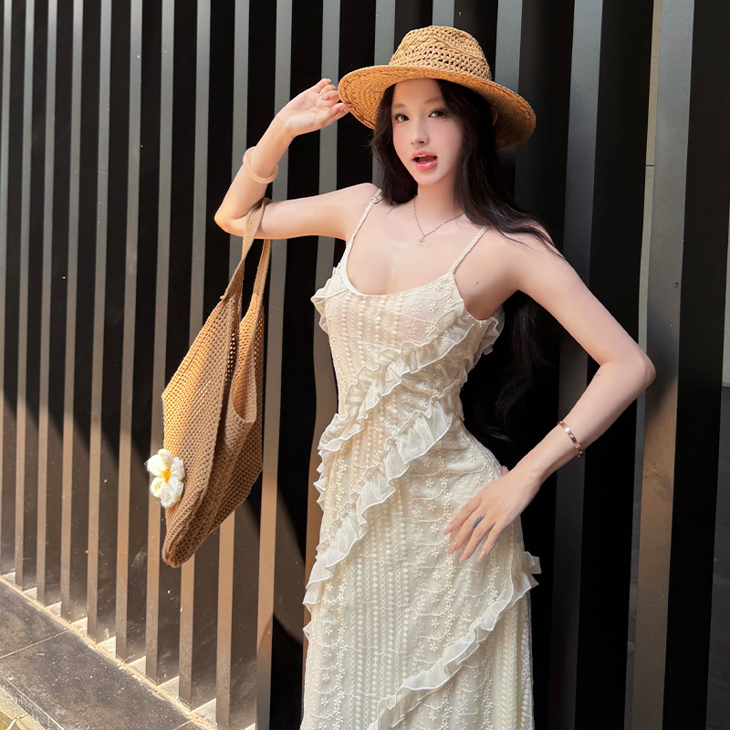 Lace summer long dress vacation dress for women