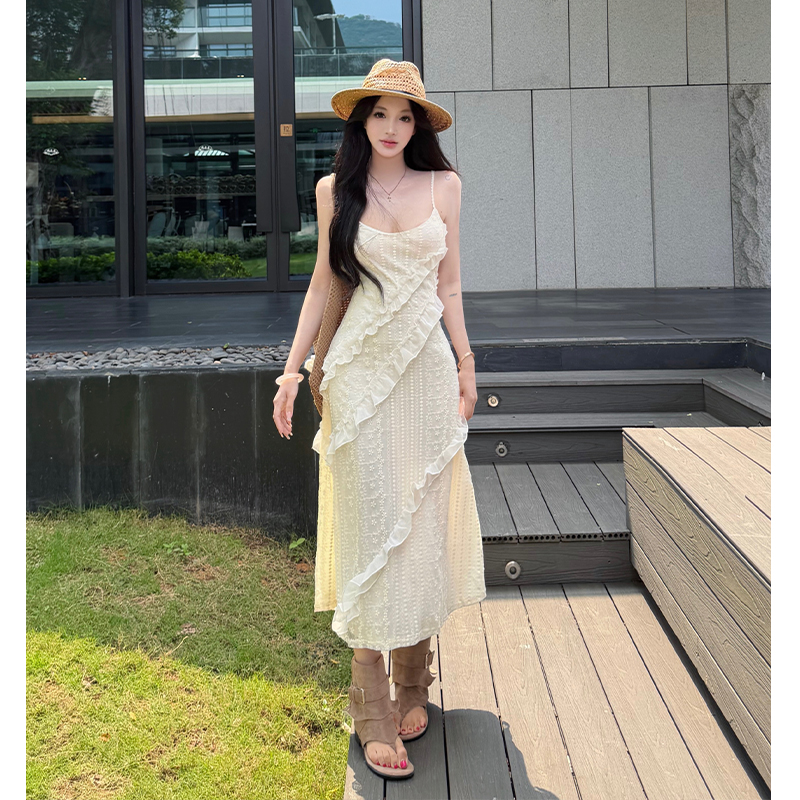 Lace summer long dress vacation dress for women