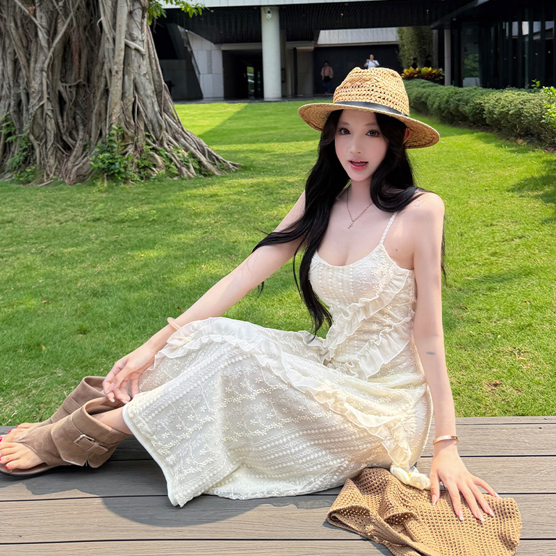 Lace summer long dress vacation dress for women