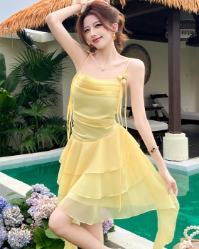 France style irregular dress streamer flowers T-back