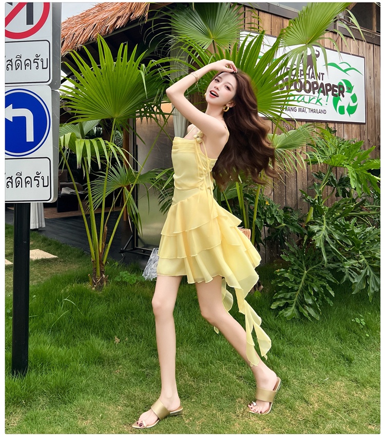 France style irregular dress streamer flowers T-back