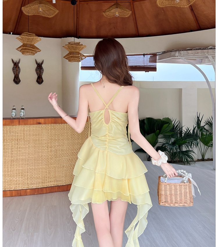 France style irregular dress streamer flowers T-back