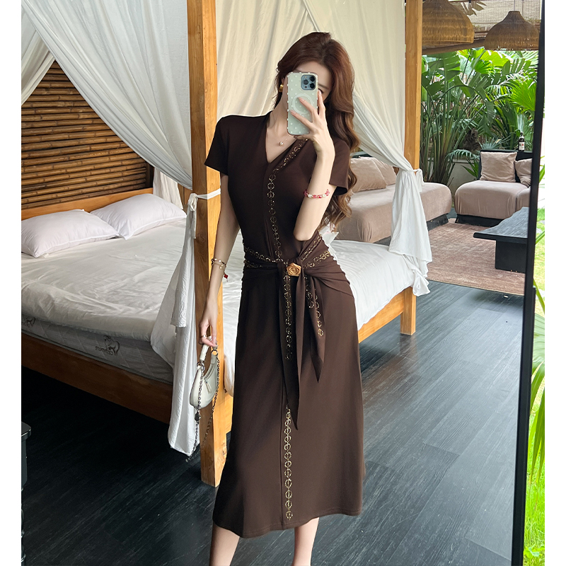 Summer Western style dress temperament slim long dress