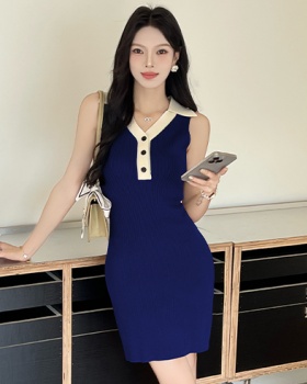 Korean style sleeveless T-back summer temperament dress